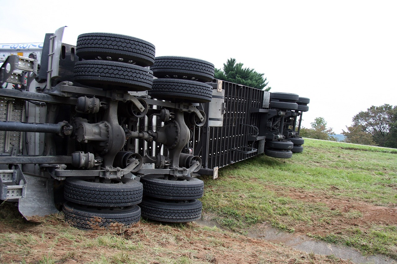 Overturned semi-truck